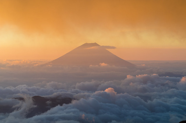 富士山のクローズアップ