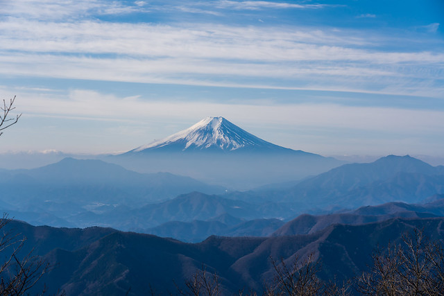 富士山・・・下界は靄