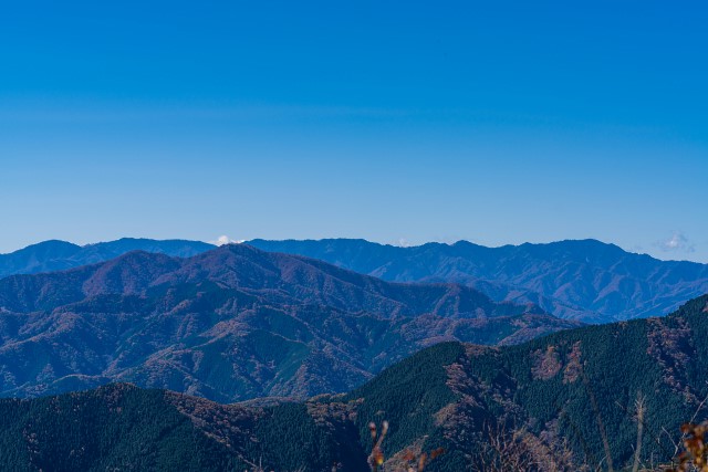 三頭山の背後に大菩薩の山々が連なる＠大岳山