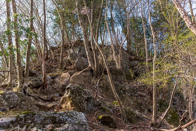 名郷から蕨山へ登る尾根の岩場、、岩場は3ヵ所程ある