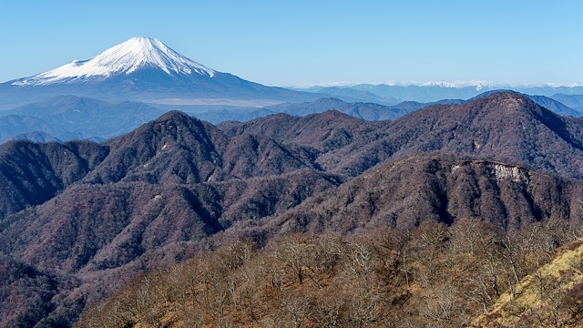富士と南アルプスの手前には・・臼ヶ岳、檜洞丸、同角ノ頭